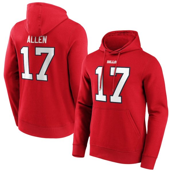 Men Buffalo Bills #17 Josh Allen Red Hoodie