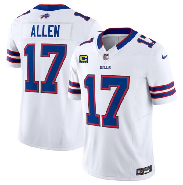 Men Buffalo Bills #17 Josh Allen White 2023 F.U.S.E. With 4-Star C Patch Vapor Untouchable Limited Stitched Jersey