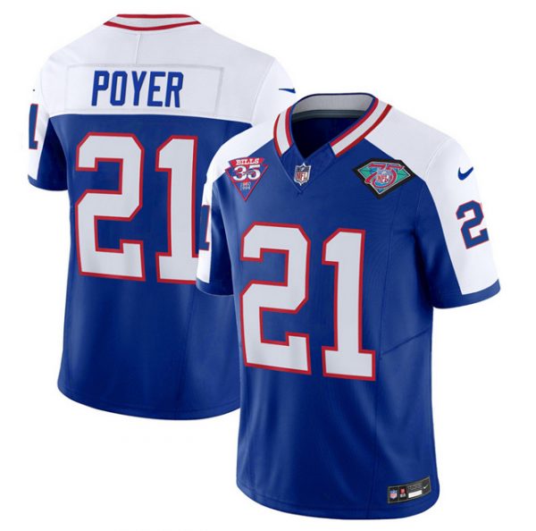 Men Buffalo Bills #21 Jordan Poyer Blue/White 2023 F.U.S.E. 75th Anniversary Throwback Vapor Untouchable Limited Stitched Jersey