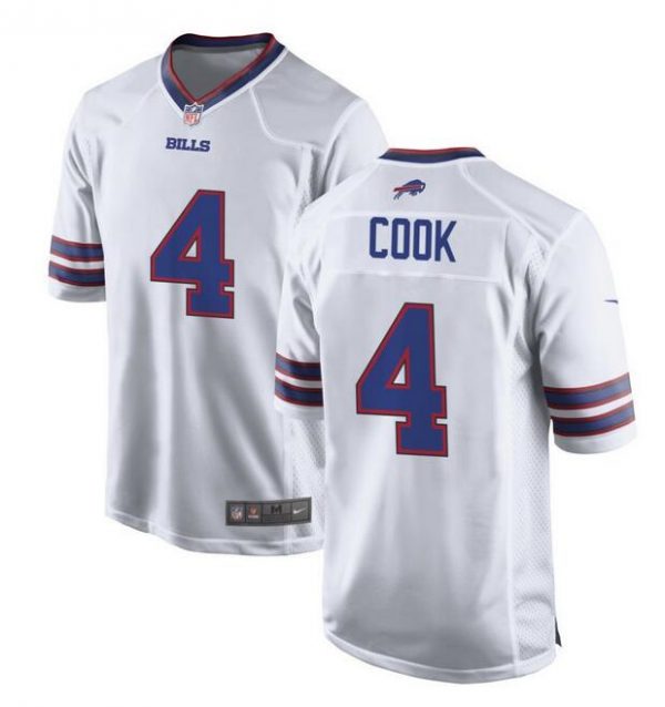 Men Buffalo Bills #4 James Cook White Stitched Game Football Jersey