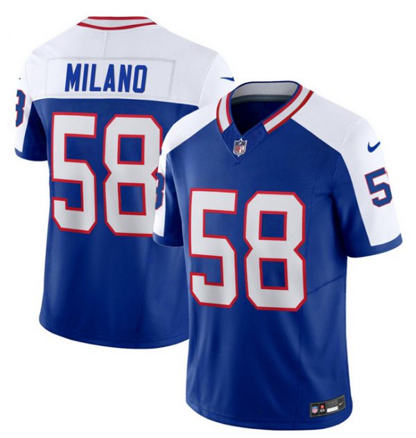 Men Buffalo Bills #58 Matt Milano Blue/White 2023 F.U.S.E. Throwback Vapor Untouchable Limited Stitched Jersey