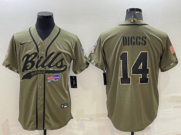 Buffalo Bills ACTIVE PLAYER Custom Olive Salute to Service Cool Base Stitched Baseball Jersey