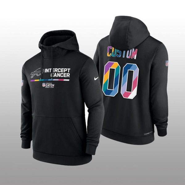 Buffalo Bills Active Player Custom 2022 Black Crucial Catch Therma Performance Pullover Hoodie