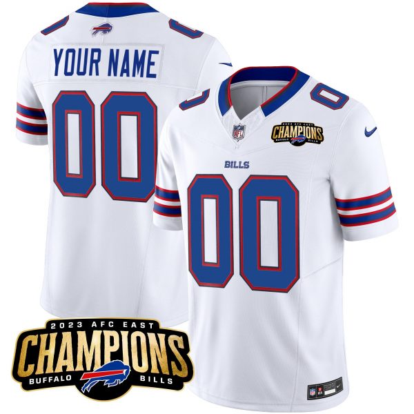 Buffalo Bills Active Player Custom White 2023 F.U.S.E. AFC East Champions Ptach Stitched Football Jersey