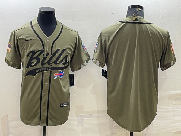 Men Buffalo Bills Blank Olive Salute to Service Cool Base Stitched Baseball Jersey