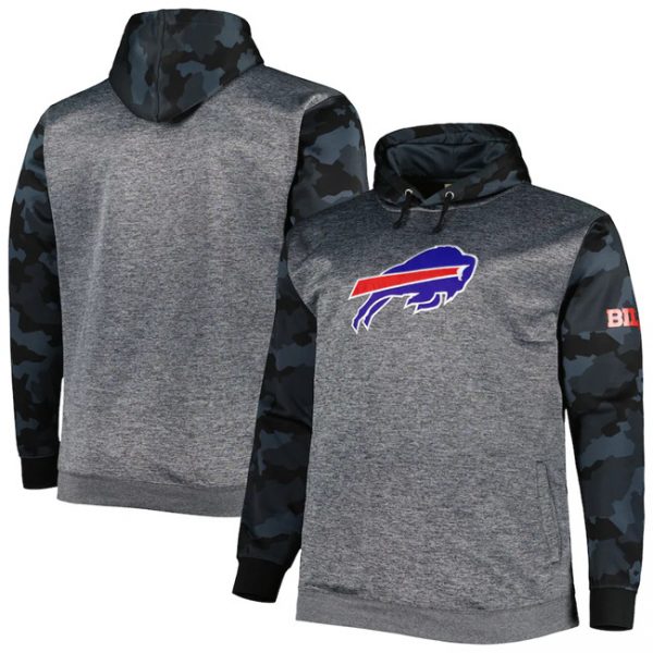 Men Buffalo Bills Heather Charcoal Big & Tall Camo Pullover Hoodie