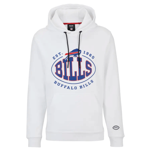 Men Buffalo Bills White BOSS X Touchback Pullover Hoodie