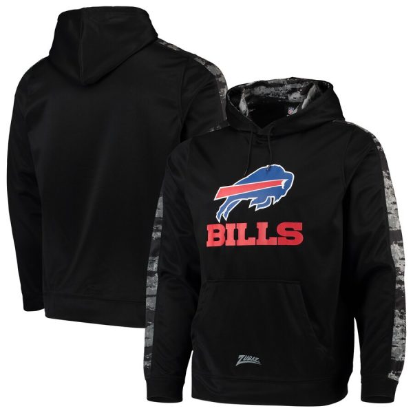 Men Buffalo Bills Zubaz Black Tonal Oxide Pullover Hoodie