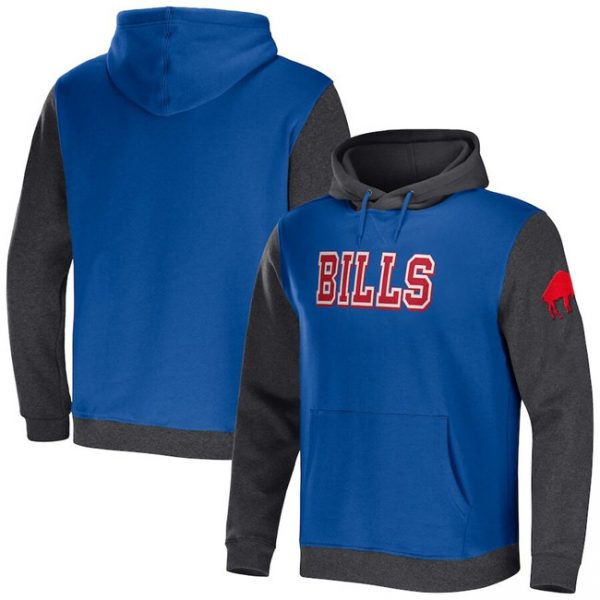Men Buffalo Bills x Darius Rucker Collection Royal/Heather Charcoal Colorblock Pullover Hoodie