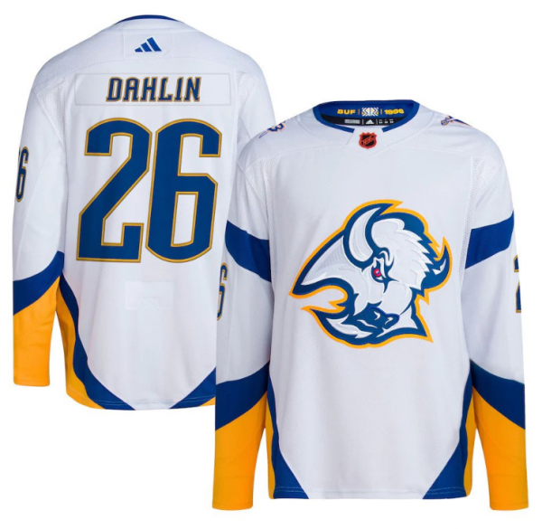 Men Buffalo Sabres #26 Rasmus Dahlin White 2022/23 Reverse Retro Stitched Jersey