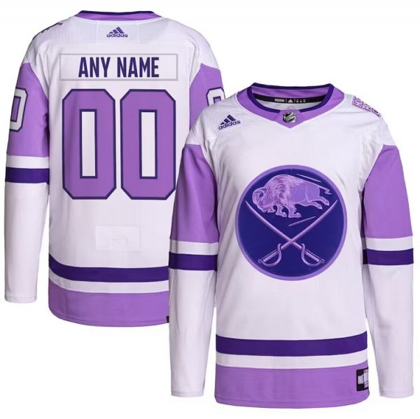 Buffalo Sabres Custom Purple/White Cancer Blue Stitched Jersey