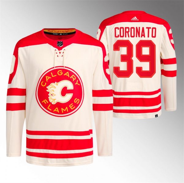Men Calgary Flames #39 Matt Coronato 2023 Cream Heritage Classic Primegreen Stitched Jersey