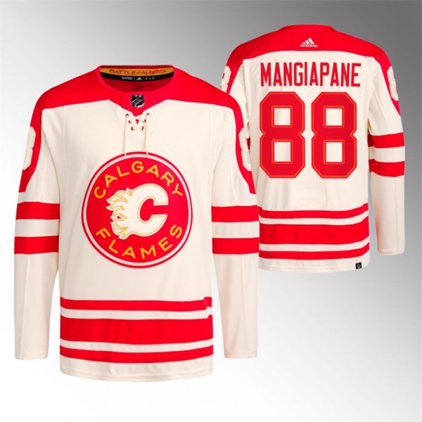 Men Calgary Flames #88 Andrew Mangiapane 2023 Cream Heritage Classic Primegreen Stitched Jersey