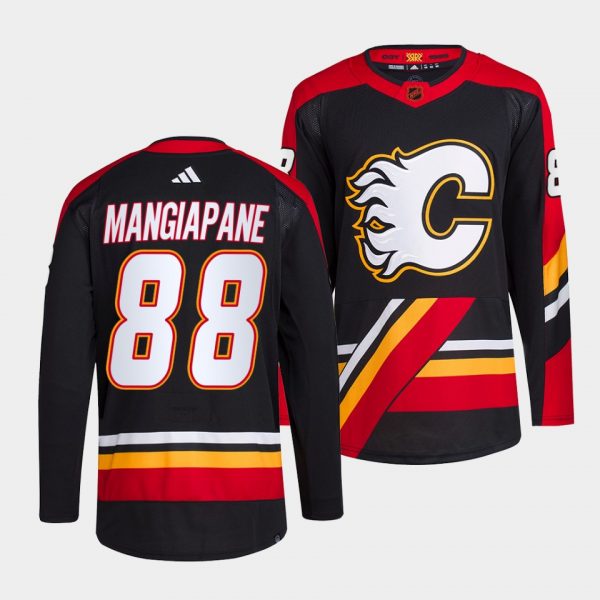 Men Calgary Flames #88 Andrew Mangiapane Black 2022-23 Reverse Retro Stitched Jersey