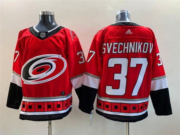 Men Carolina Hurricanes #37 Andrei Svechnikov Red Stitched Jersey