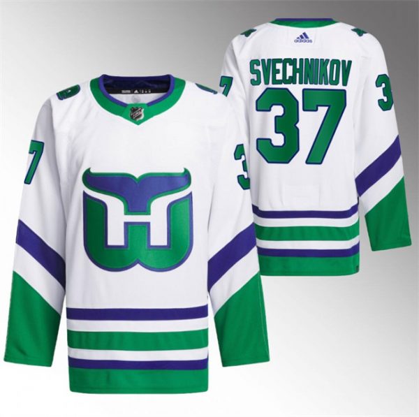 Men Carolina Hurricanes #37 Andrei Svechnikov White Stitched Jersey