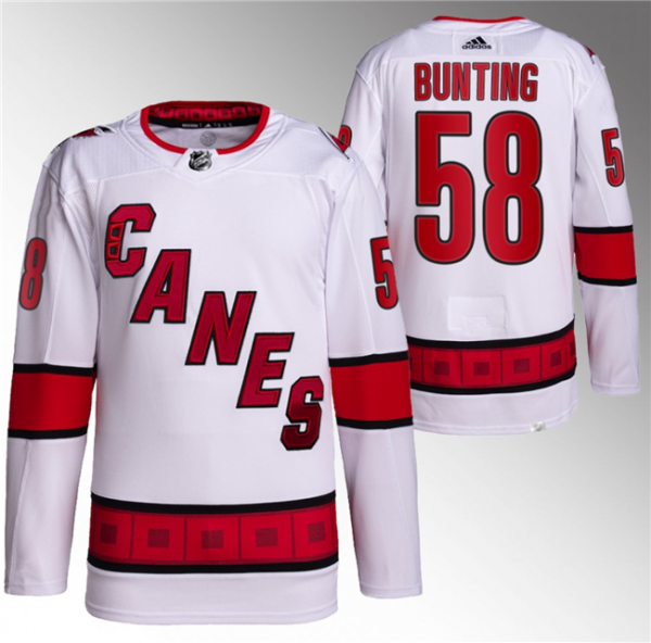 Men Carolina Hurricanes #58 Michael Bunting White Stitched Jersey