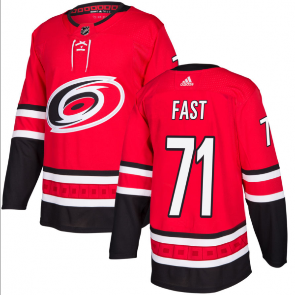 Men Carolina Hurricanes #71 Jesper Fast Red Stitched Jersey