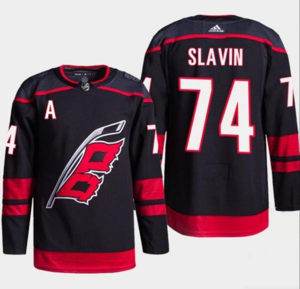 Men Carolina Hurricanes #74 Jaccob Slavin Black Stitched Jersey