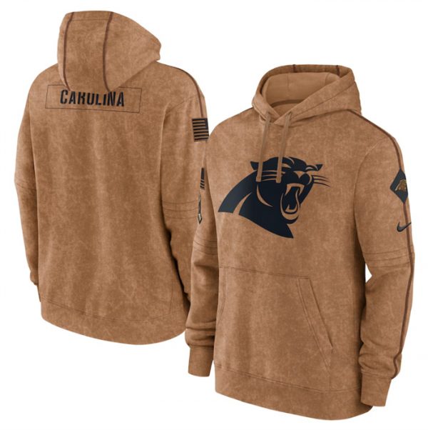 Men Carolina Panthers 2023 Brown Salute to Service Pullover Hoodie