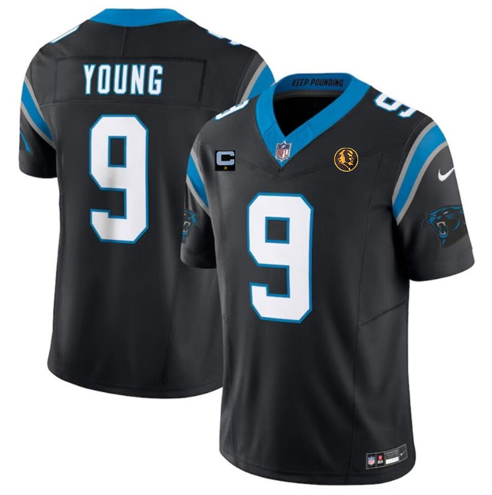 Men Carolina Panthers #9 Bryce Young Black 2023 F.U.S.E. With 1-star C Patch And John Madden Patch Vapor Limited Stitched Football Jersey