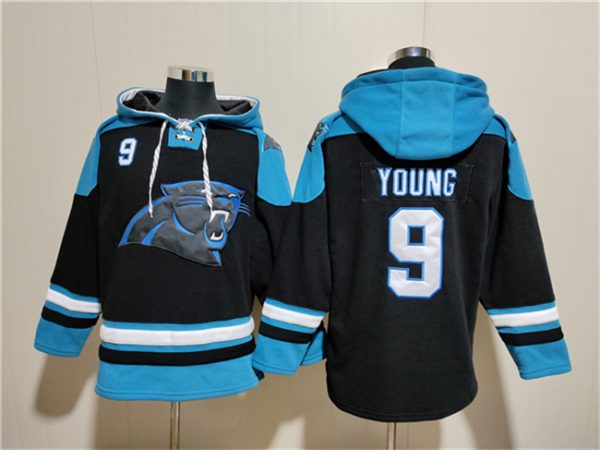Men Carolina Panthers #9 Bryce Young Black Ageless Must-Have Lace-Up Pullover Hoodie