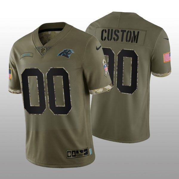 Carolina Panthers ACTIVE PLAYER Custom Olive 2022 Salute To Service Limited Stitched Jersey