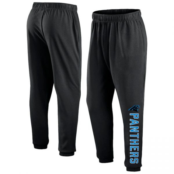 Men Carolina Panthers Black Chop Block Fleece Sweatpants 001