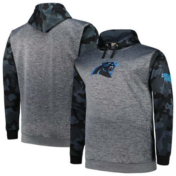 Men Carolina Panthers Heather Charcoal Big & Tall Camo Pullover Hoodie