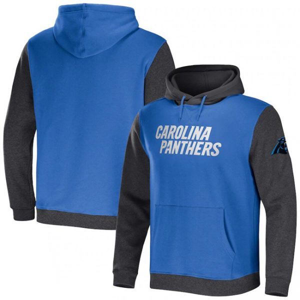 Men Carolina Panthers x Darius Rucker Collection Blue/Charcoal Colorblock Pullover Hoodie