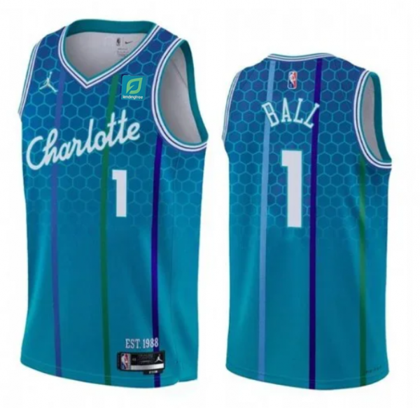 Men Charlotte Hornets #1 LaMelo Ball Teal 2021-22 City Edition Stitched Basketball Jersey