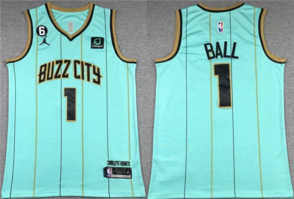 Men Charlotte Hornets #1 LaMelo Ball Teal No.6 Patch Stitched Basketball Jersey