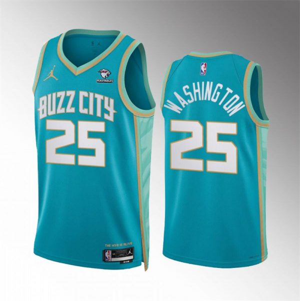 Men Charlotte Hornets #25 P.J. Washington Teal 2023/24 City Edition Stitched Basketball Jersey