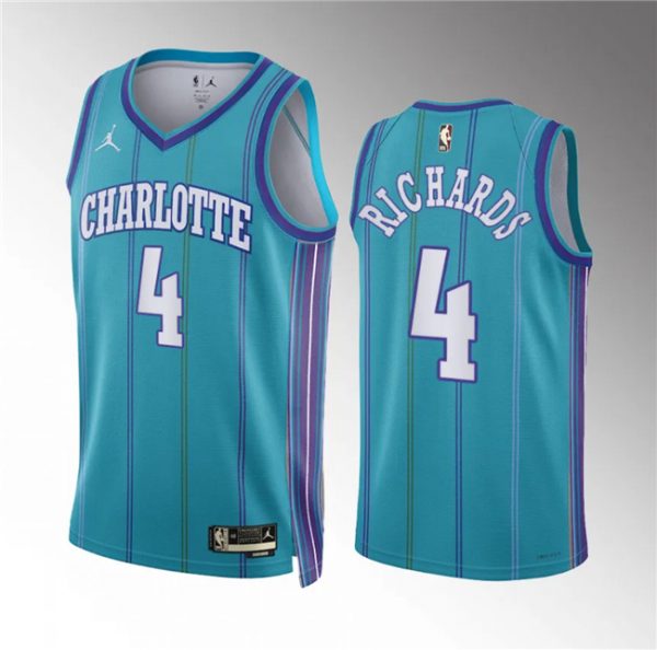 Men Charlotte Hornets #4 Nick Richards Teal 2023/24 Classic Edition Stitched Basketball Jersey