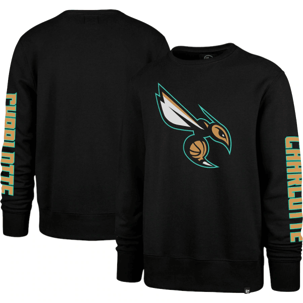 Men Charlotte Hornets '47 Black 2022/23 City Edition Two-Peat Headline Pullover Sweatshirt