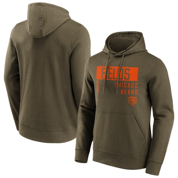 Men Chicago Bears #1 Justin Fields Fashion Name & Number Hoodie