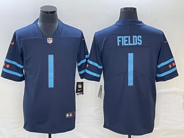 Men Chicago Bears #1 Justin Fields Navy 2019 City Edition Limited Stitched NFL Jersey