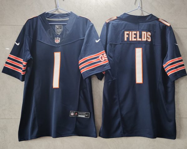 Men Chicago Bears #1 Justin Fields Navy 2023 F.U.S.E. Vapor Untouchable Limited Stitched Football Jersey