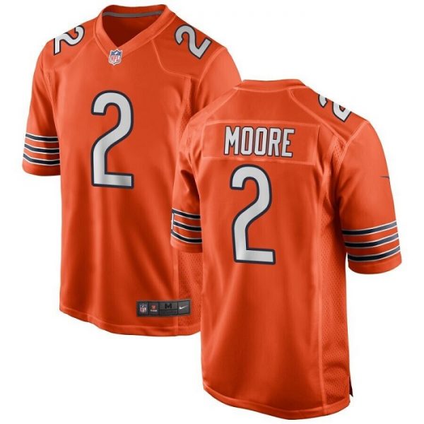 Men Chicago Bears #2 D.J. Moore Orange Stitched Game Jersey