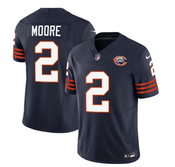 Men Chicago Bears #2 DJ Moore Navy 2023 F.U.S.E. Throwback Limited Stitched Football Jersey