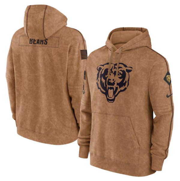 Men Chicago Bears 2023 Brown Salute to Service Pullover Hoodie