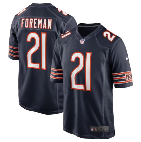 Men Chicago Bears #21 D'Onta Foreman Navy Stitched Game Football Jersey