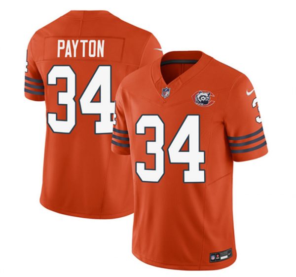 Men Chicago Bears #34 Walter Payton Orange 2023 F.U.S.E. Throwback Limited Stitched Football Jersey