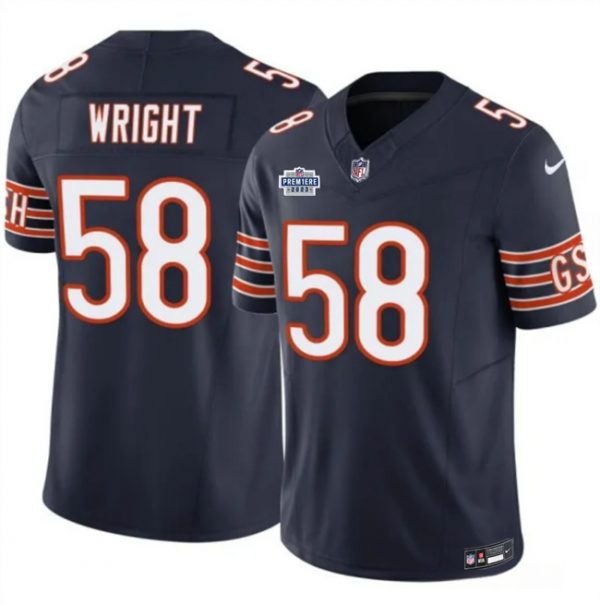 Men Chicago Bears #58 Darnell Wright Navy 2023 F.U.S.E. With Prem1ere Patch Vapor Untouchable Limited Stitched Football Jersey