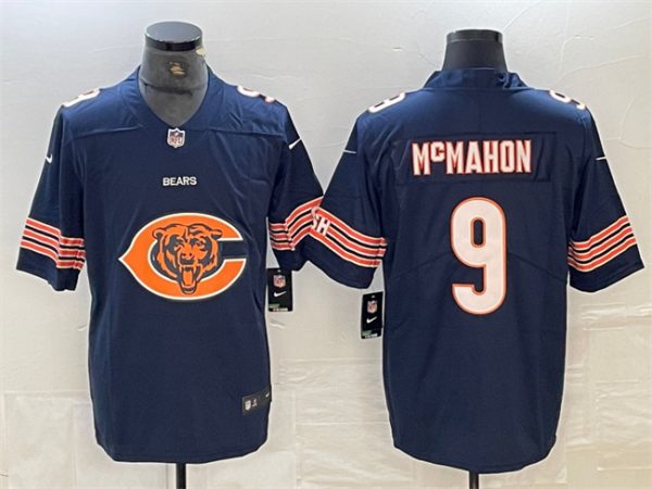 Men Chicago Bears #9 Jim McMahon Navy Team Big Logo Limited Vapor untouchable Limited Stitched Jersey
