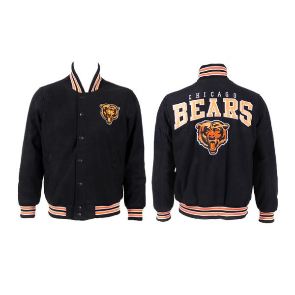 Men Chicago Bears Black Stitched Jacket