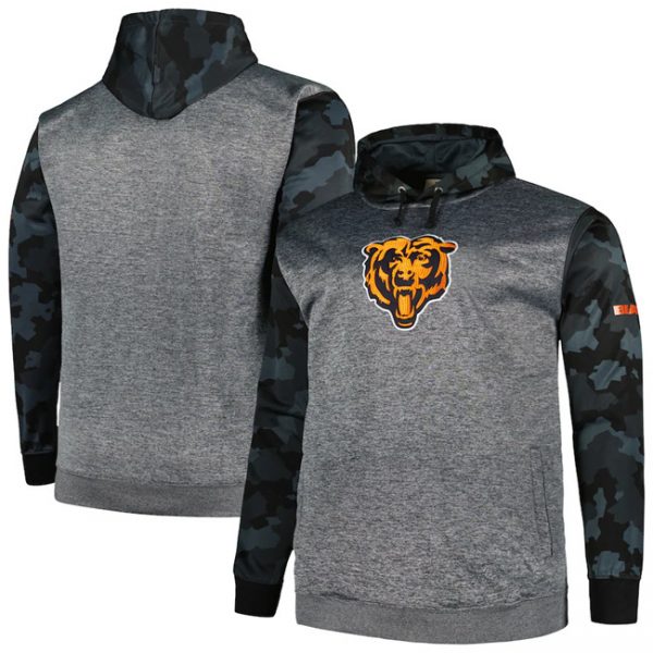 Men Chicago Bears Heather Charcoal Big & Tall Camo Pullover Hoodie