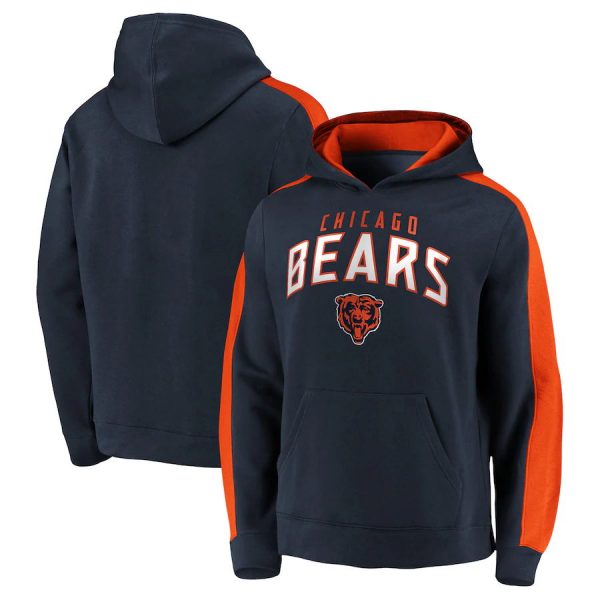 Men Chicago Bears Navy Game Time Arch Pullover Hoodie