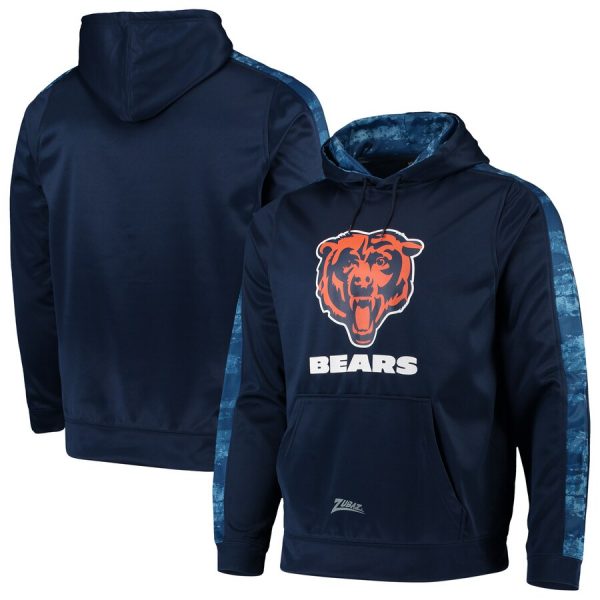 Men Chicago Bears Zubaz Navy Tonal Oxide Pullover Hoodie