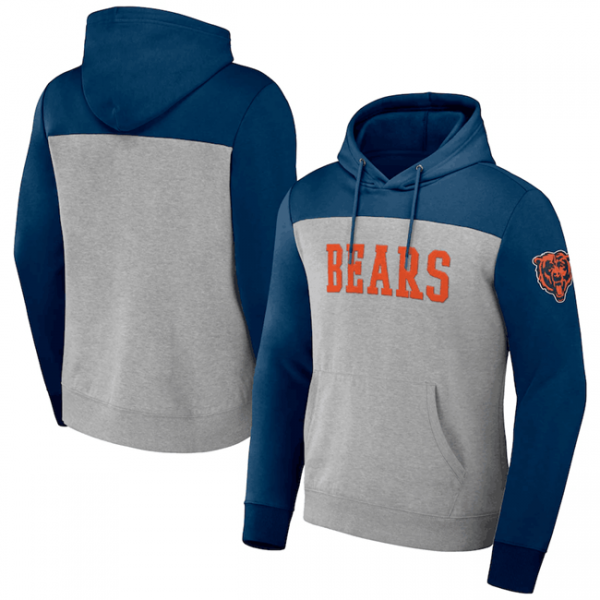 Men Chicago Bears x Darius Rucker Collection Heather Gray/Navy Blocked Pullover Hoodie